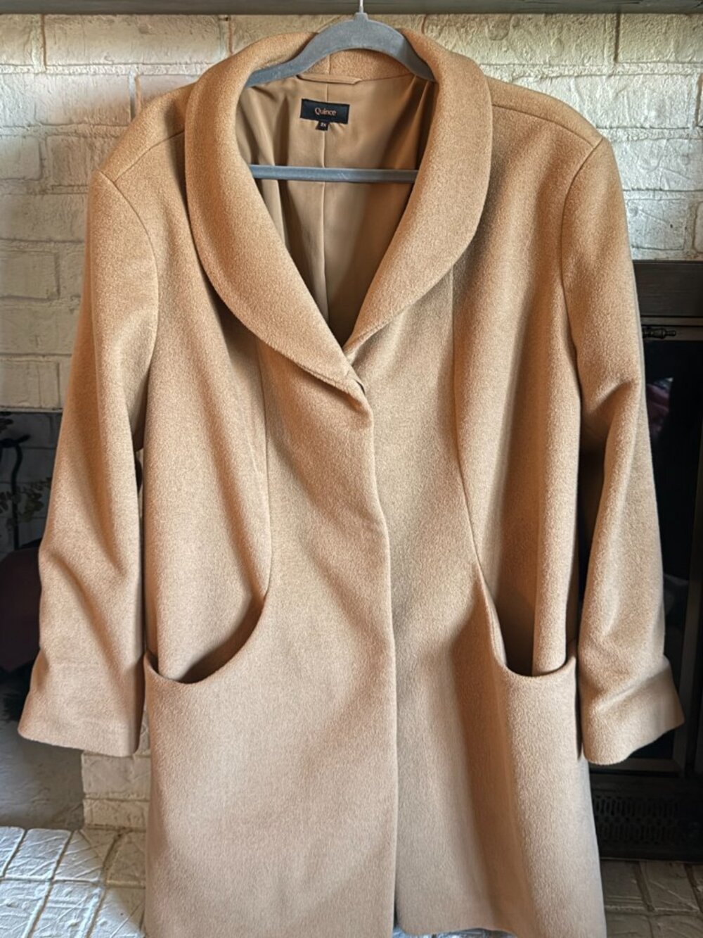 Quince Wool Cashmere Cocoon Coat Caramel 2X NWOT